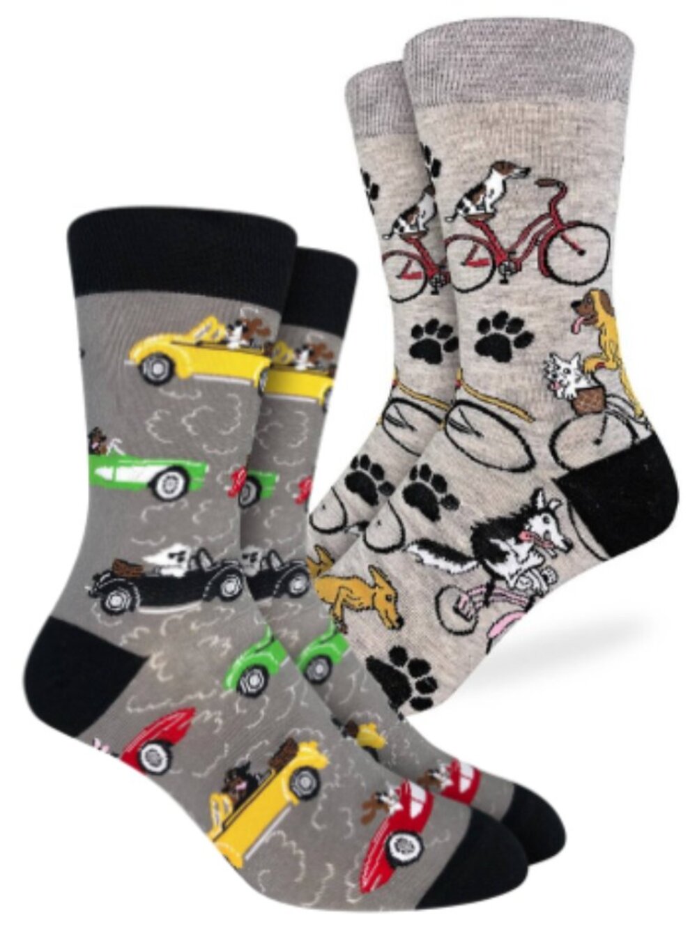 Men's Good Luck Sock Crew Socks | Dogs Driving Cars Socks | NWT